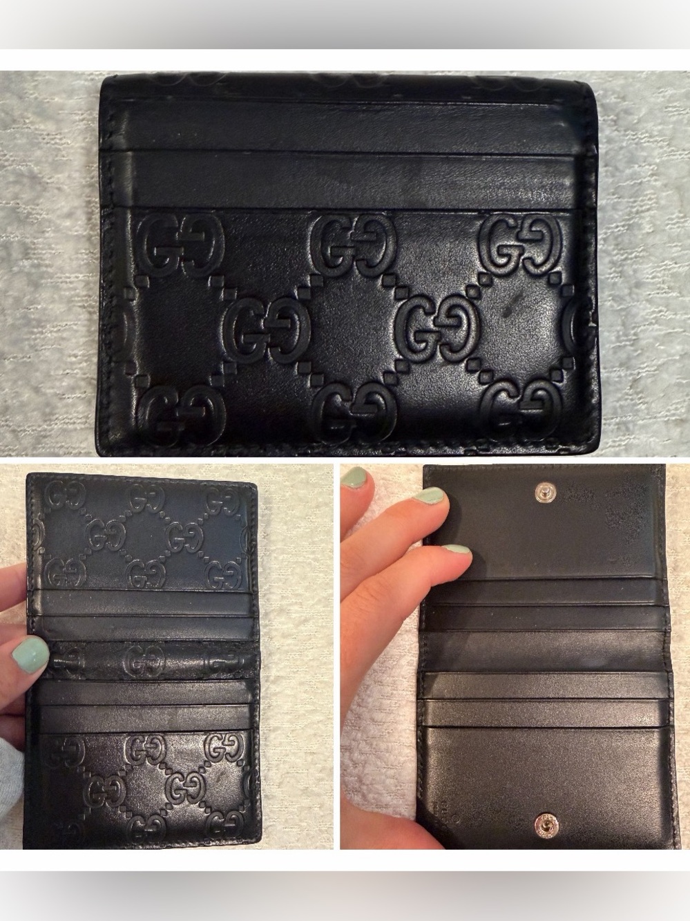 Gucci Guccissima Bifold Card Holder Wallet GG